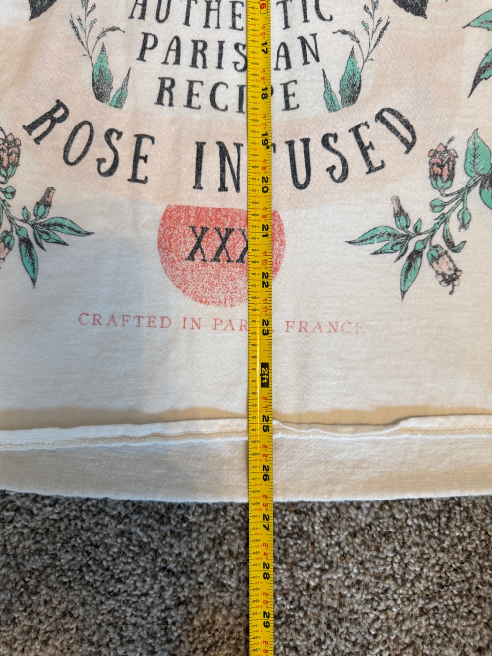 Project Social T White Tee with Red Roses and Green Leaves Skull Graphic - Picture 4 of 5